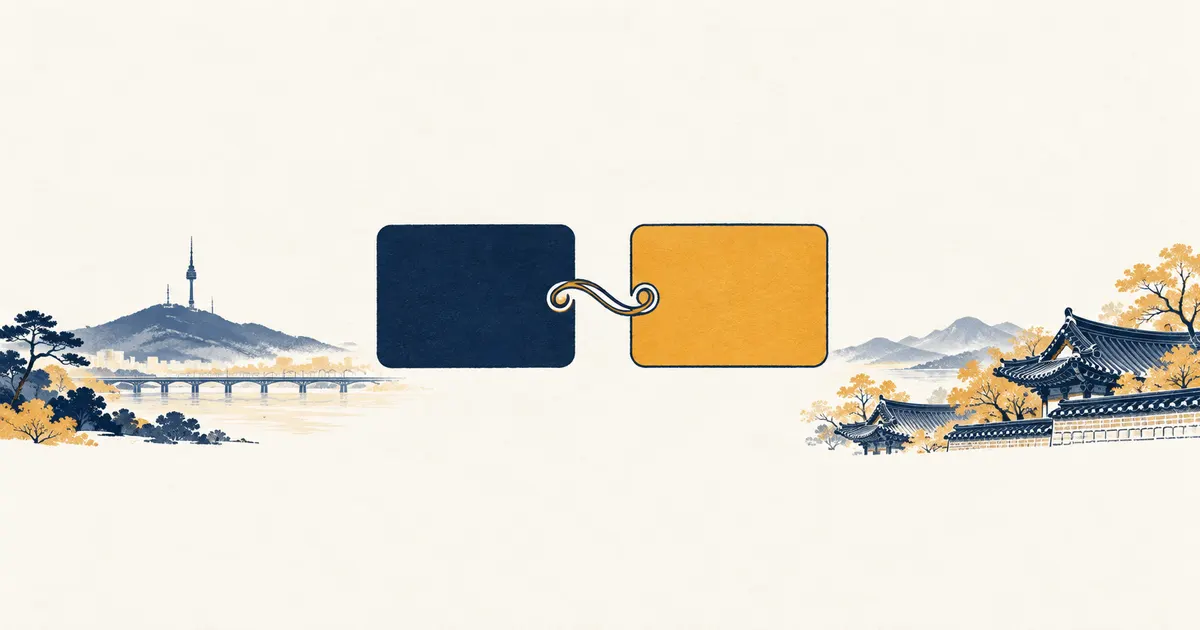 A navy tile linked to a saffron tile, shown as a preview